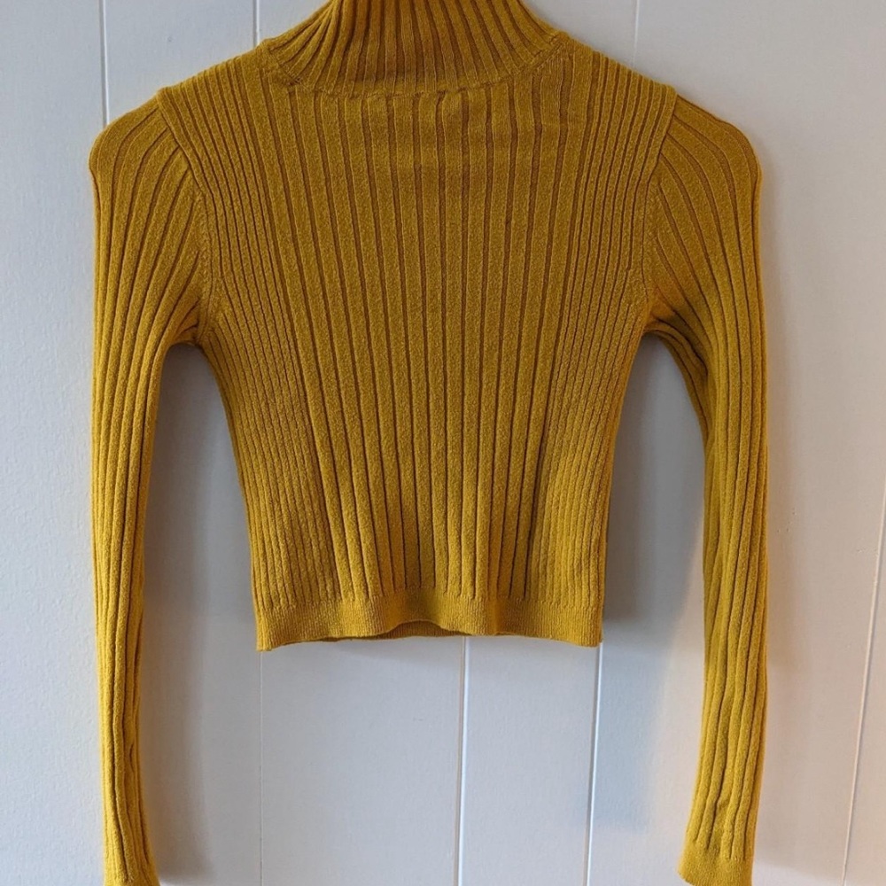 Urban Outfitters Ribbed Cropped Mustard Turtleneck